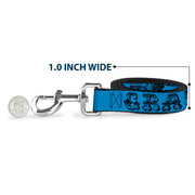 Dog Leash - Grateful Dead Text w/Skull & Roses Turquoise