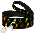 Load image into Gallery viewer, Dog Leash - Steal Your Face w/Lightning Bolt Repeat Black/Rasta

