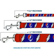 Dog Leash - Steal Your Face w/Lightning Bolt Repeat Red/White/Blue
