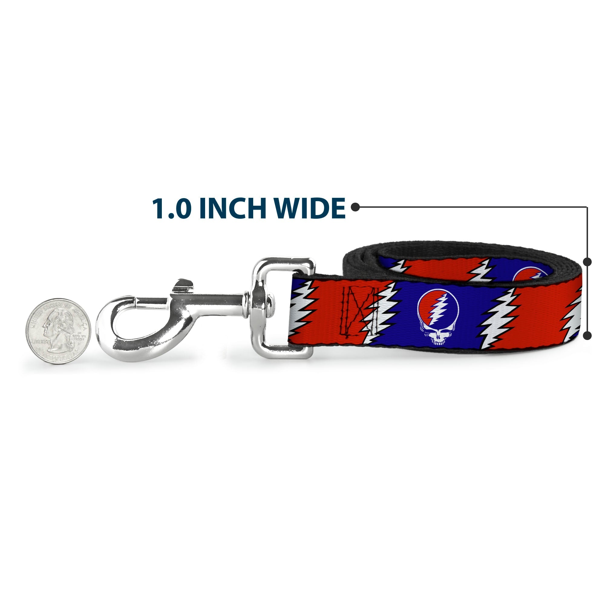 Dog Leash - Steal Your Face w/Lightning Bolt Repeat Red/White/Blue