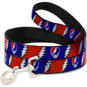 Dog Leash - Steal Your Face w/Lightning Bolt Repeat Red/White/Blue