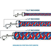 Dog Leash - Grateful Dead Steal Your Face Logo Stacked Red/White/Blue
