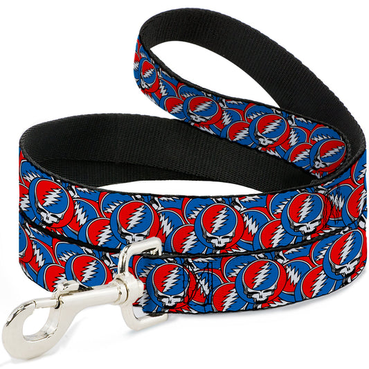 Dog Leash - Grateful Dead Steal Your Face Logo Stacked Red/White/Blue