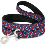 Dog Leash - Grateful Dead Steal Your Face Logo Stacked Red/White/Blue