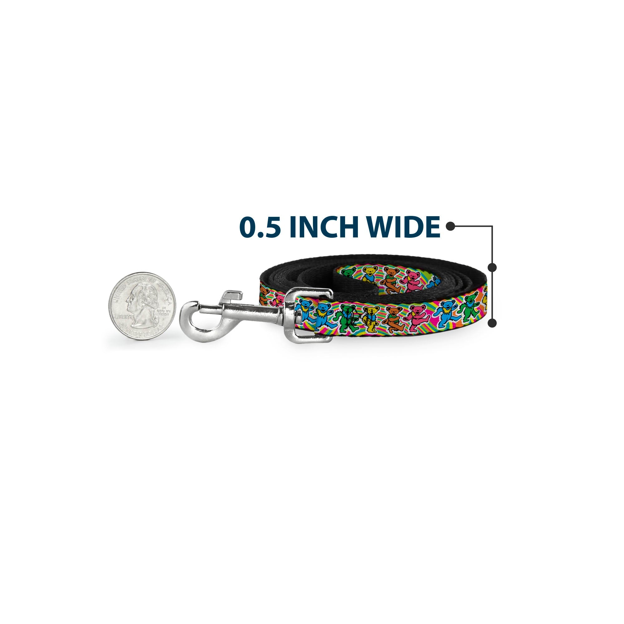 Dog Leash - Grateful Dead Dancing Bears Swirl Multi Color