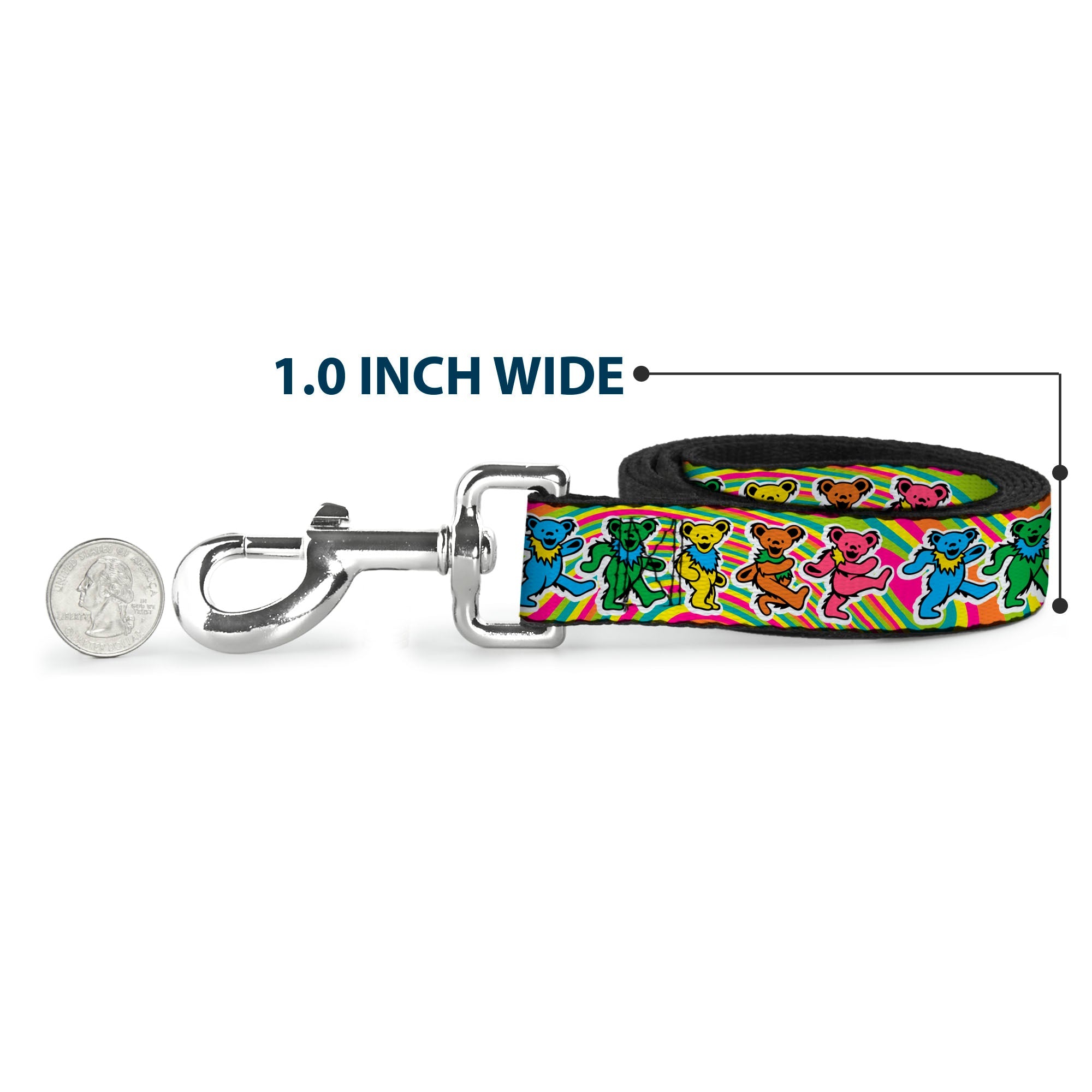 Dog Leash - Grateful Dead Dancing Bears Swirl Multi Color
