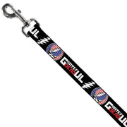 Dog Leash - GRATEFUL DEAD Text with Steal Your Face Stars and Stripes Logo Black/White/Red/Blue