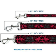 Dog Leash - HOUSE OF THE DRAGON Dragon Icon Black/Red/White