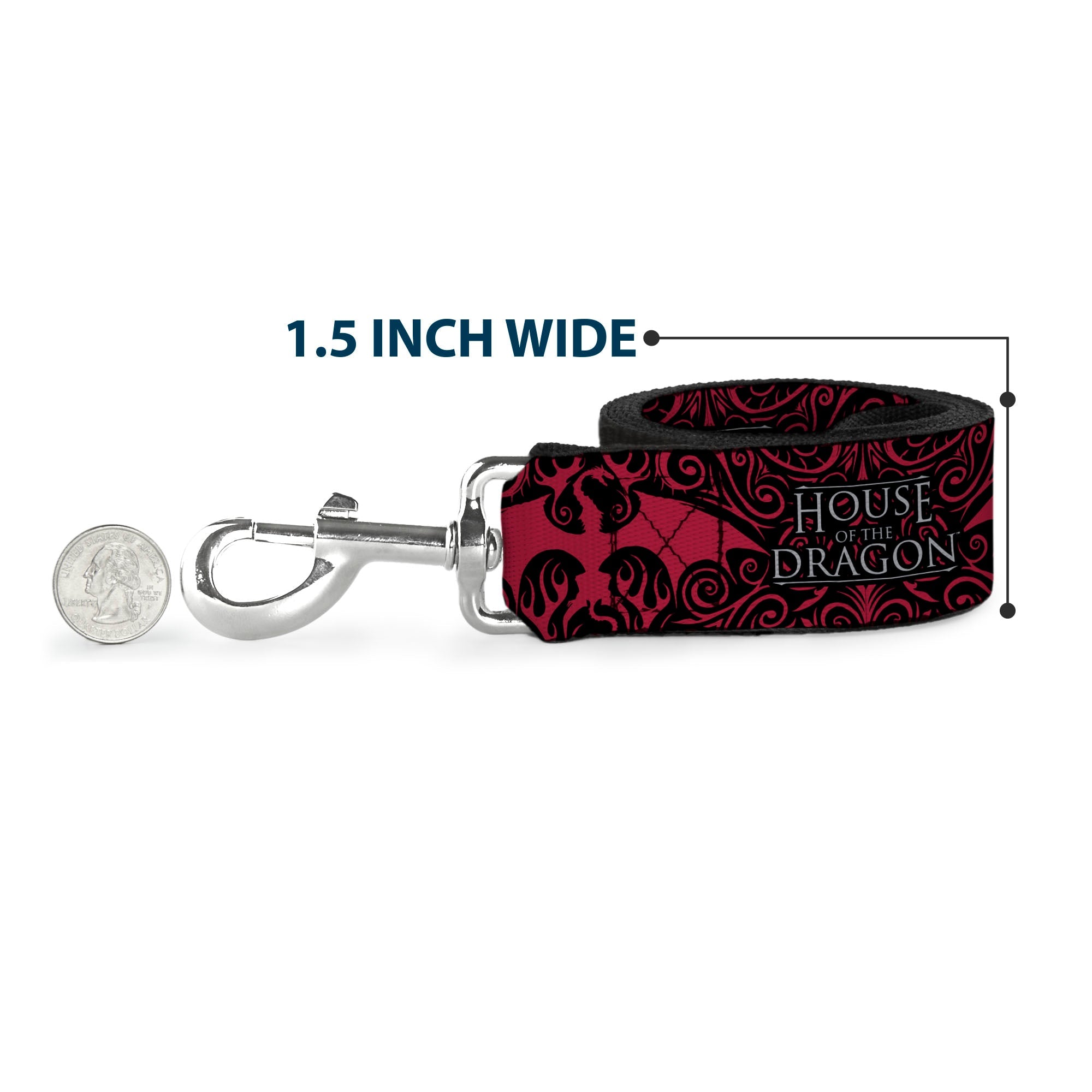 Dog Leash - HOUSE OF THE DRAGON Dragon Icon Black/Red/White