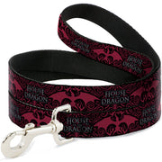 Dog Leash - HOUSE OF THE DRAGON Dragon Icon Black/Red/White