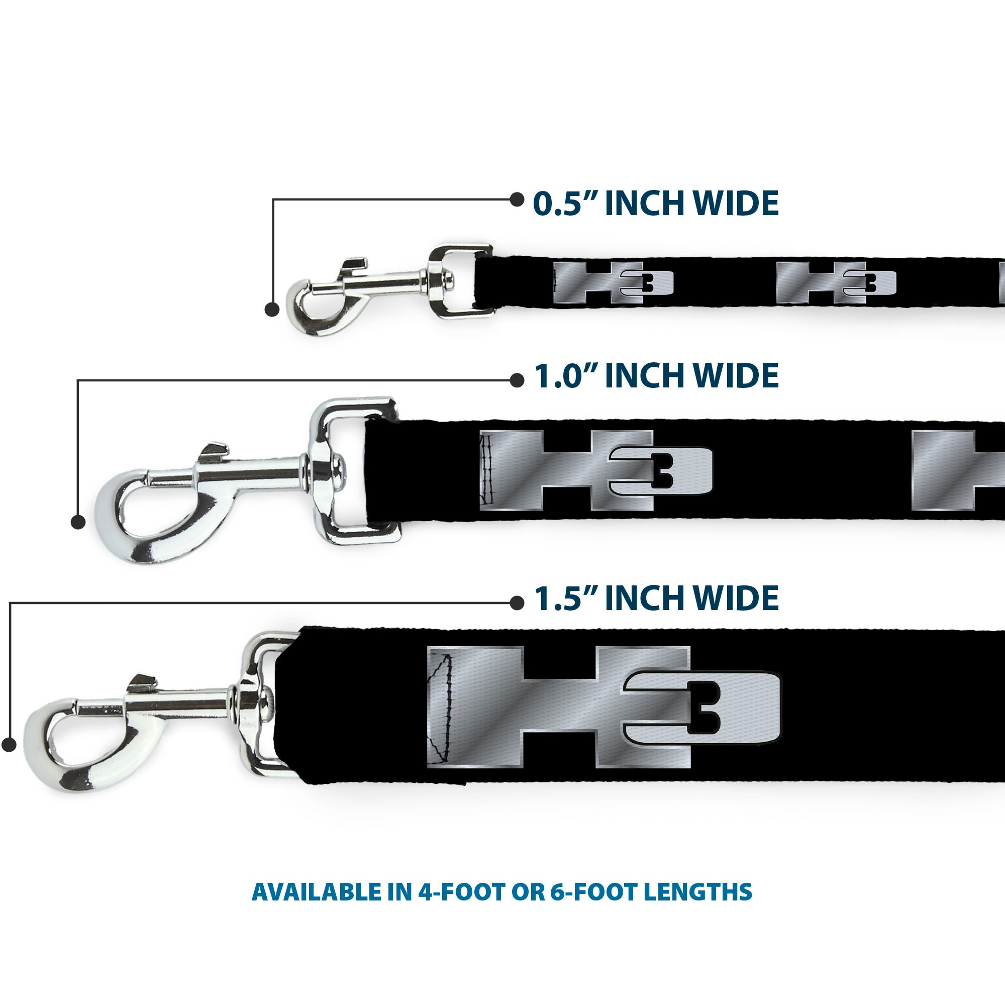 Dog Leash - H3 Black/Silver Logo REPEAT