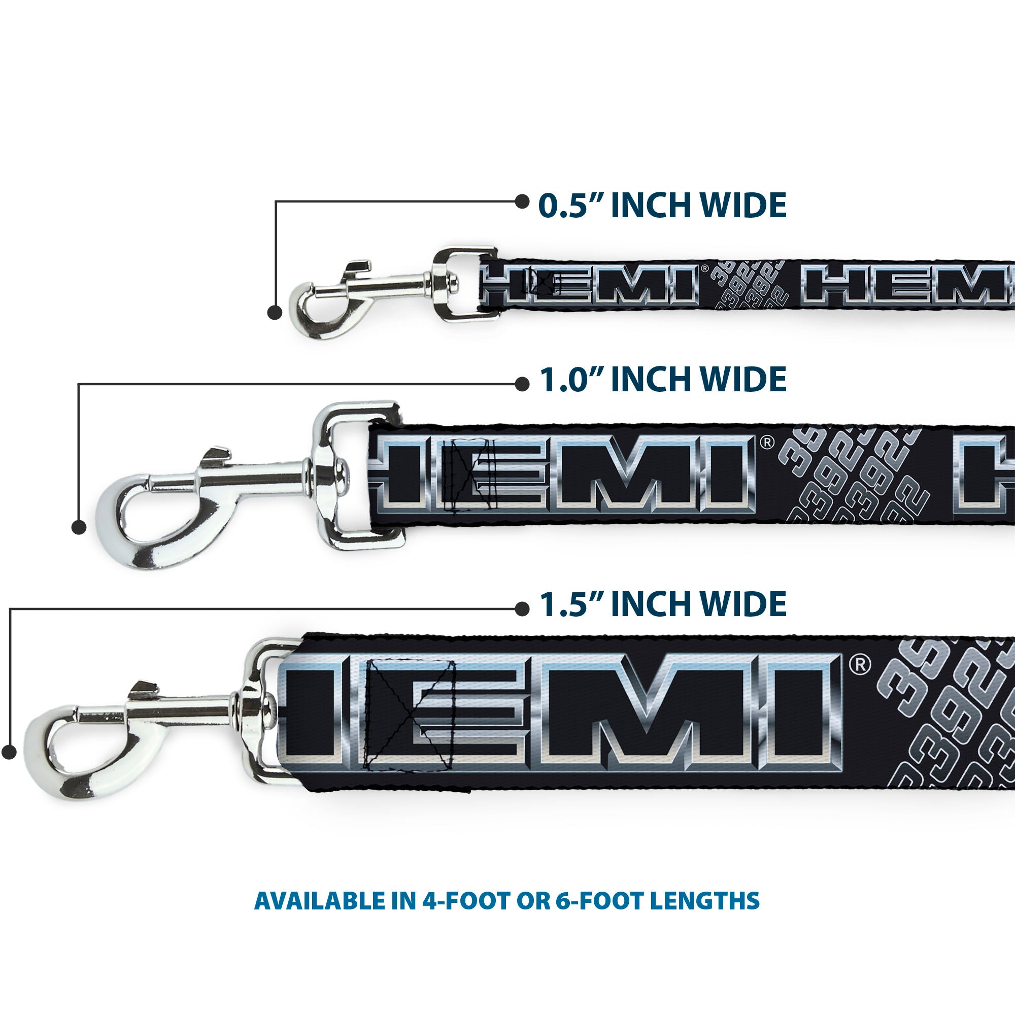Dog Leash - HEMI Bold Outline 392/426 Black/Silver-Fade