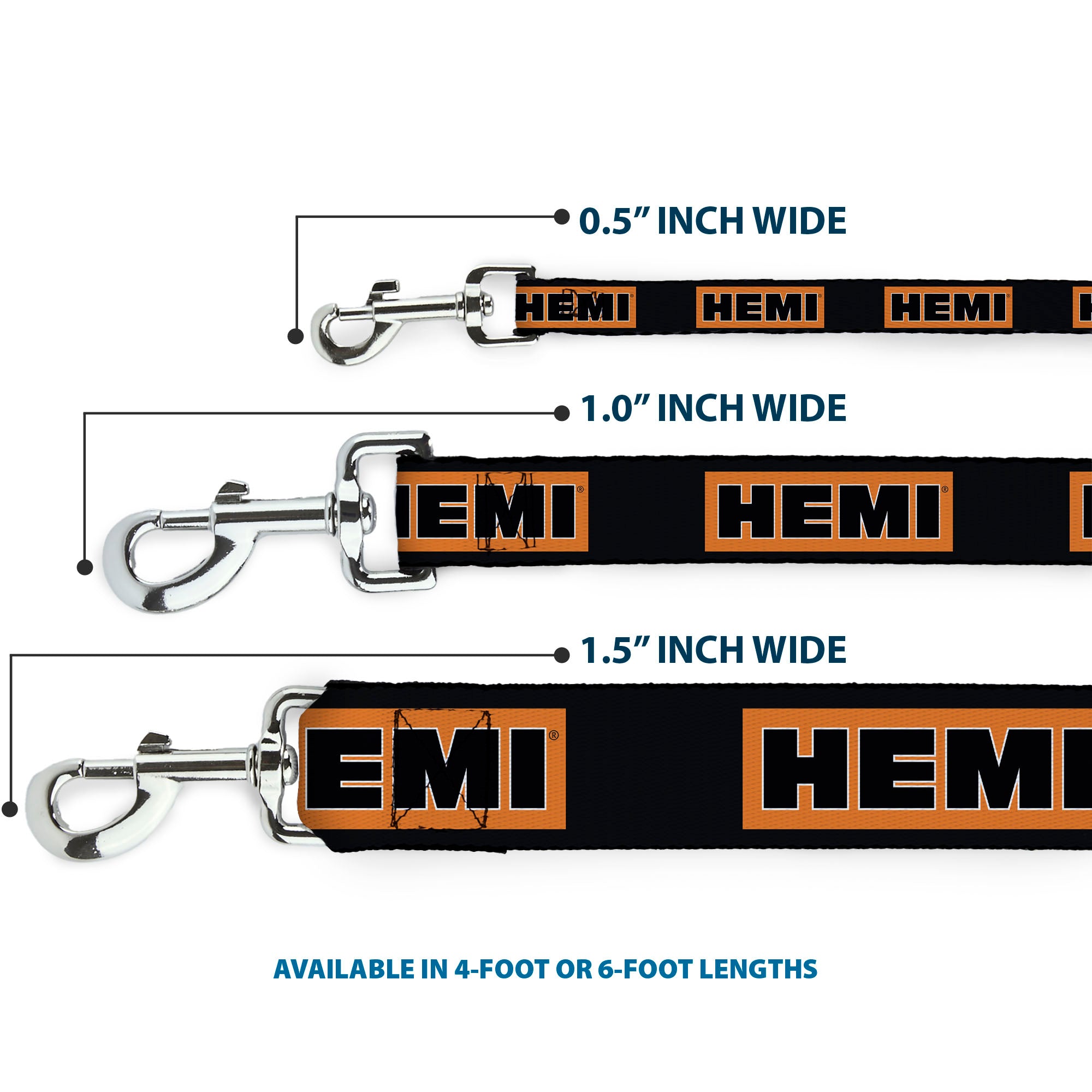 Dog Leash - HEMI Bold Black/Orange/White/Black