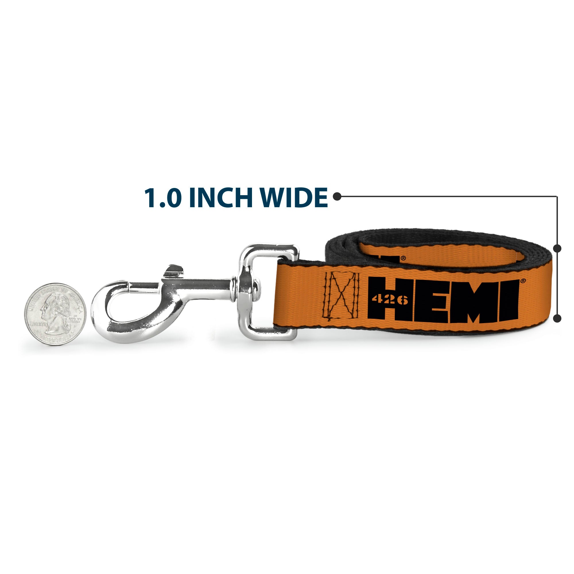 Dog Leash - HEMI 426 Logo Repeat Orange/Black