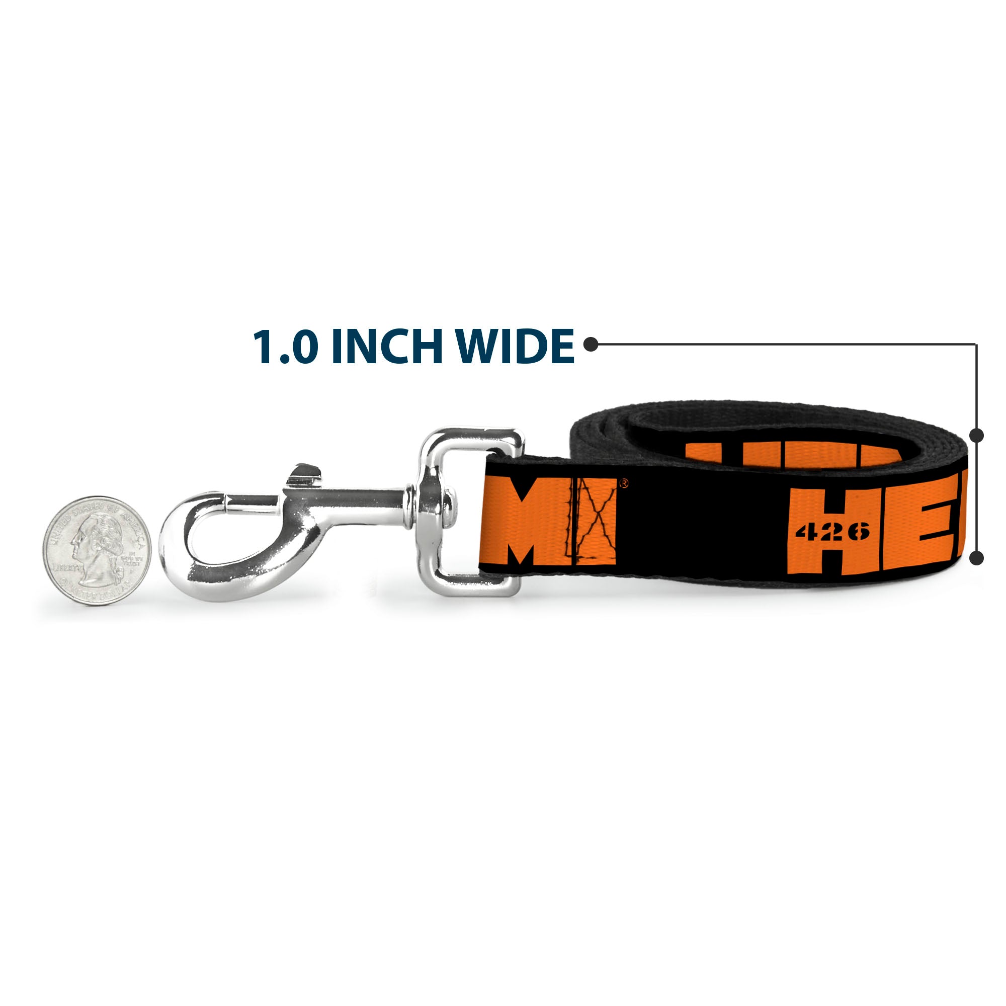 Dog Leash - HEMI 426 Logo Repeat Black/Orange