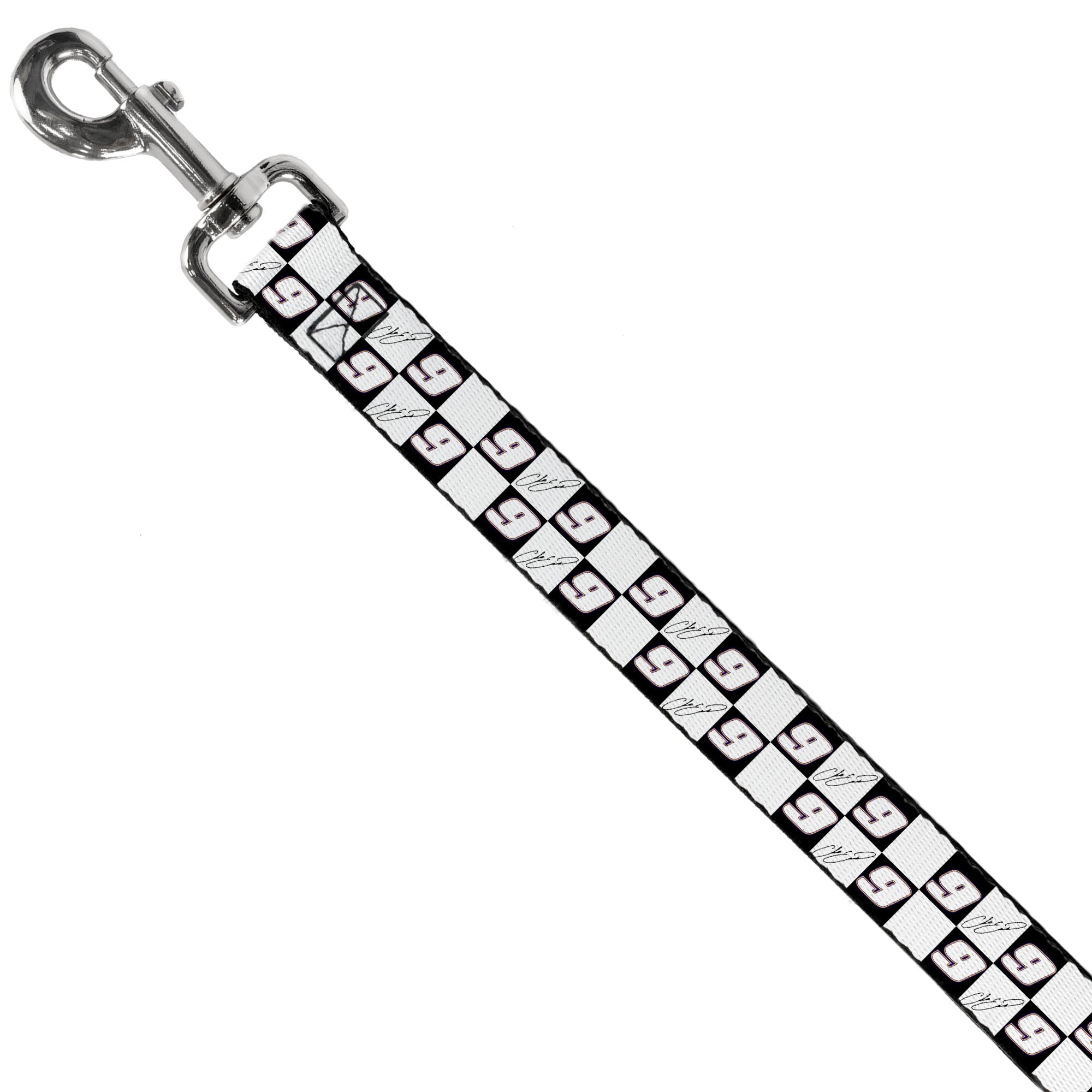 Dog Leash - Chase Elliott Autograph and #9 Checker Logo Black/White/Blue
