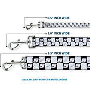 Dog Leash - Chase Elliott Autograph and #9 Checker Logo Black/White/Blue