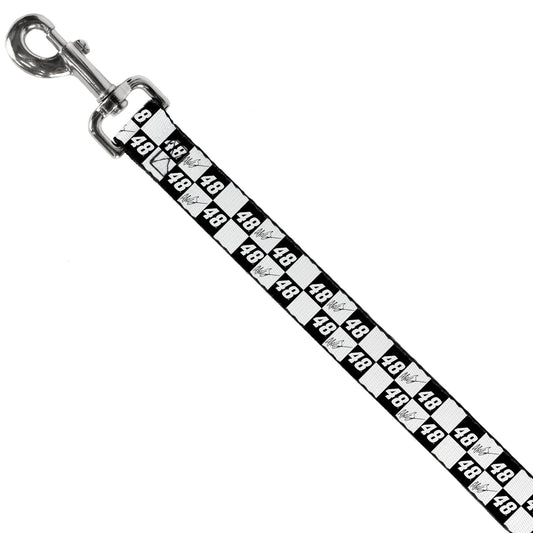 Dog Leash - Alex Bowman Autograph and #48 Checker Logo Black/White