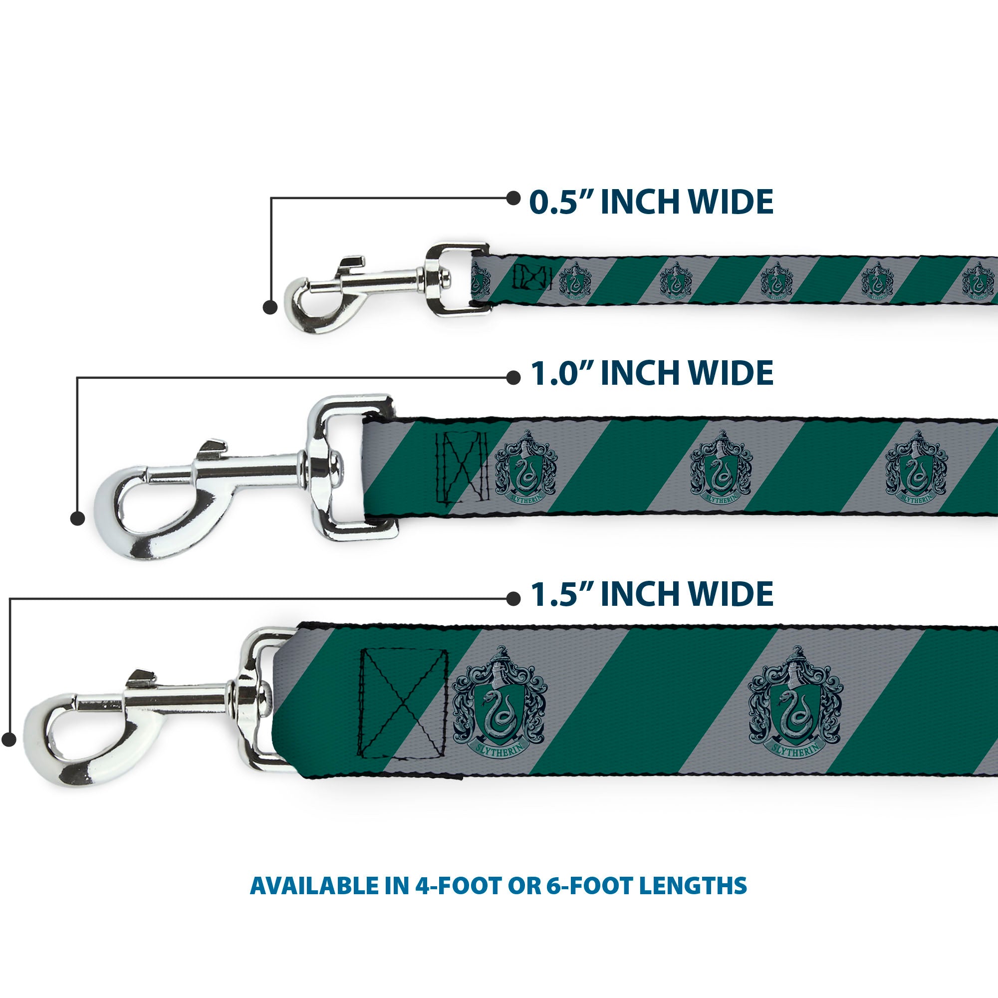 Dog Leash - SLYTHERIN Crest Diagonal Stripe Gray/Green