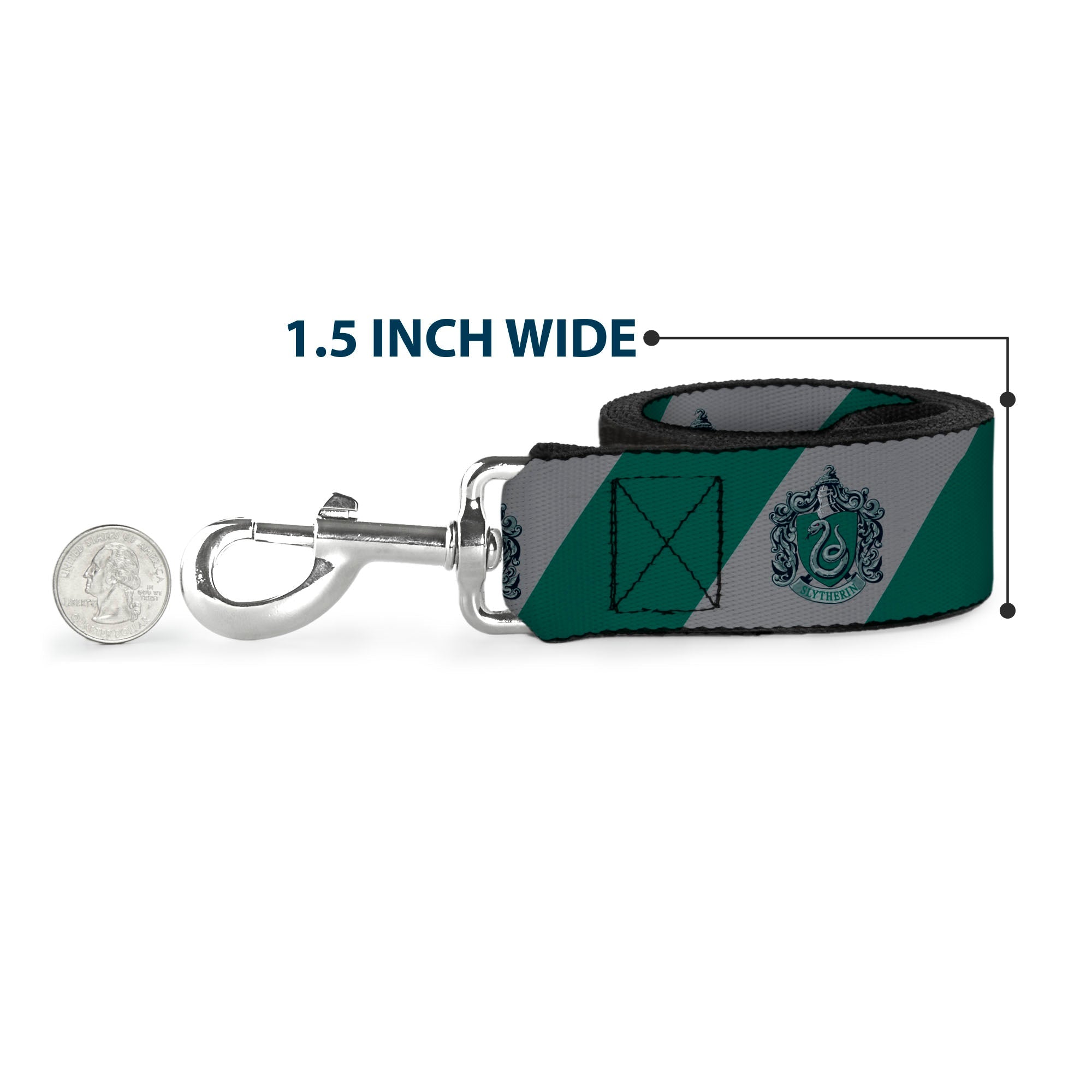 Dog Leash - SLYTHERIN Crest Diagonal Stripe Gray/Green