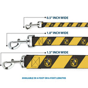 Dog Leash - HUFFLEPUFF Crest Diagonal Stripe Charcoal Gray/Yellow