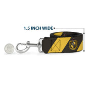 Dog Leash - HUFFLEPUFF Crest Diagonal Stripe Charcoal Gray/Yellow