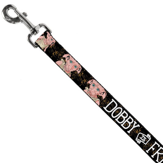 Dog Leash - DOBBY IS FREE/3-Dobby Poses Star Swirls Black/Gold/White