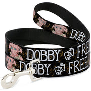 Dog Leash - DOBBY IS FREE/3-Dobby Poses Star Swirls Black/Gold/White