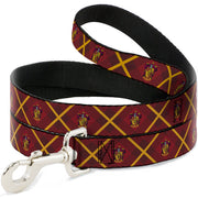 Dog Leash - Harry Potter Gryffindor Crest Plaid Reds/Gold