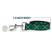 Dog Leash - Harry Potter Slytherin Crest Plaid Greens/Gray