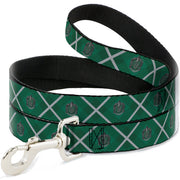 Dog Leash - Harry Potter Slytherin Crest Plaid Greens/Gray