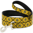 Load image into Gallery viewer, Dog Leash - Harry Potter Hufflepuff Crest Plaid Yellows/Gray
