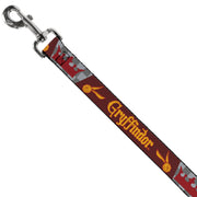 Dog Leash - Harry Potter GRYFFINDOR/Quiditch Ball/Crown Burgundy Red/Golds/Grays