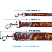 Dog Leash - Harry Potter GRYFFINDOR/Quiditch Ball/Crown Burgundy Red/Golds/Grays