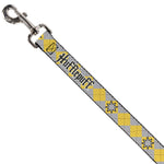 Dog Leash - Harry Potter HUFFLEPUFF/Stars Argyle Plaid Gray/Gold/Browns