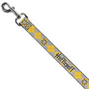 Dog Leash - Harry Potter HUFFLEPUFF/Stars Argyle Plaid Gray/Gold/Browns