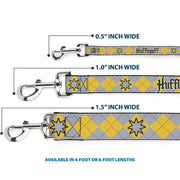 Dog Leash - Harry Potter HUFFLEPUFF/Stars Argyle Plaid Gray/Gold/Browns