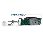Dog Leash - Harry Potter SLYTHERIN/Checker Blocks Grays/Greens