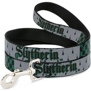 Dog Leash - Harry Potter SLYTHERIN/Checker Blocks Grays/Greens