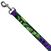 Dog Leash - HULK Face CLOSE-UP/Action Pose Greens/Purples