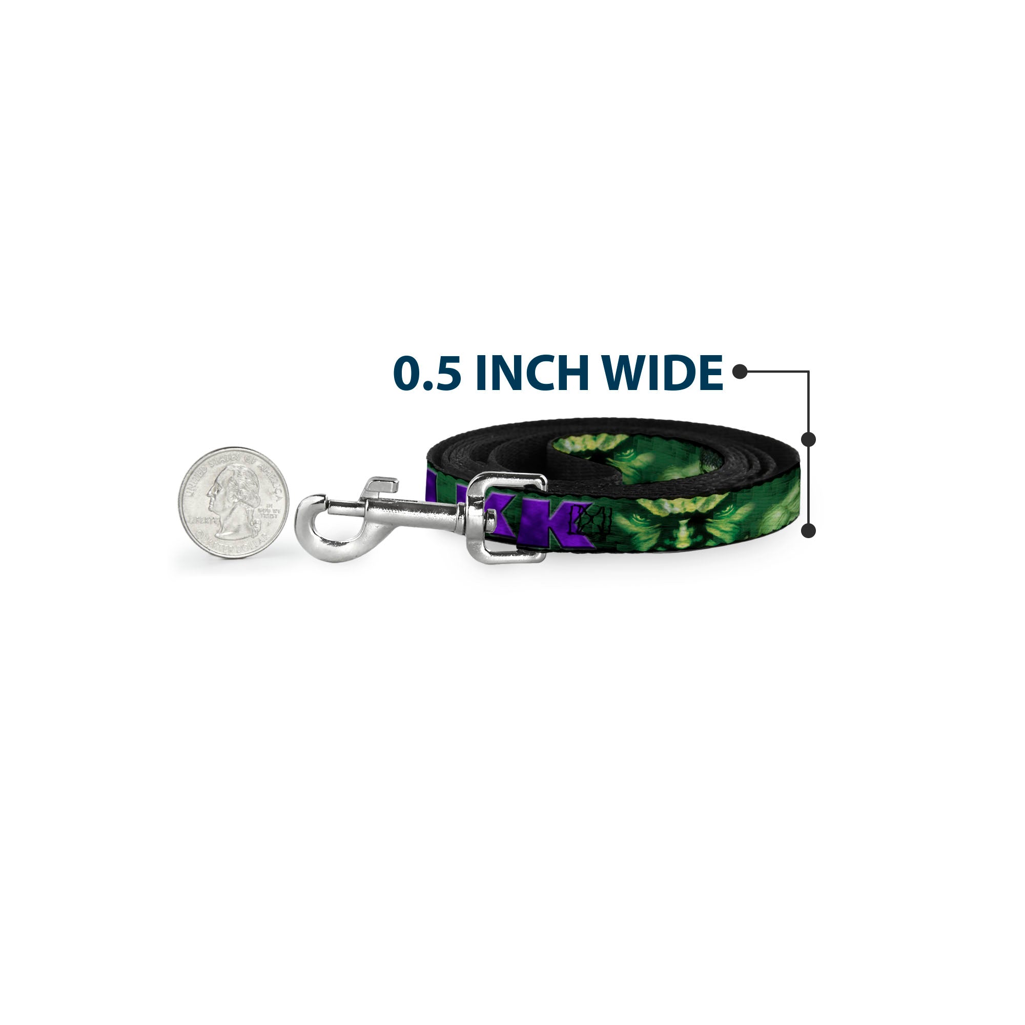 Dog Leash - HULK Face CLOSE-UP/Action Pose Greens/Purples