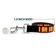 Dog Leash - Iron Man Face/I AM IRON MAN Black/Yellow Glow