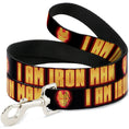 Load image into Gallery viewer, Dog Leash - Iron Man Face/I AM IRON MAN Black/Yellow Glow

