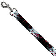 Dog Leash - IT CHAPTER TWO Pennywise Face CLOSE-UP Black/Red/Blues