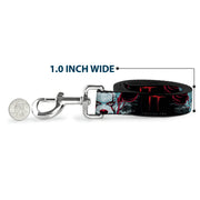 Dog Leash - IT CHAPTER TWO Pennywise Face CLOSE-UP Black/Red/Blues