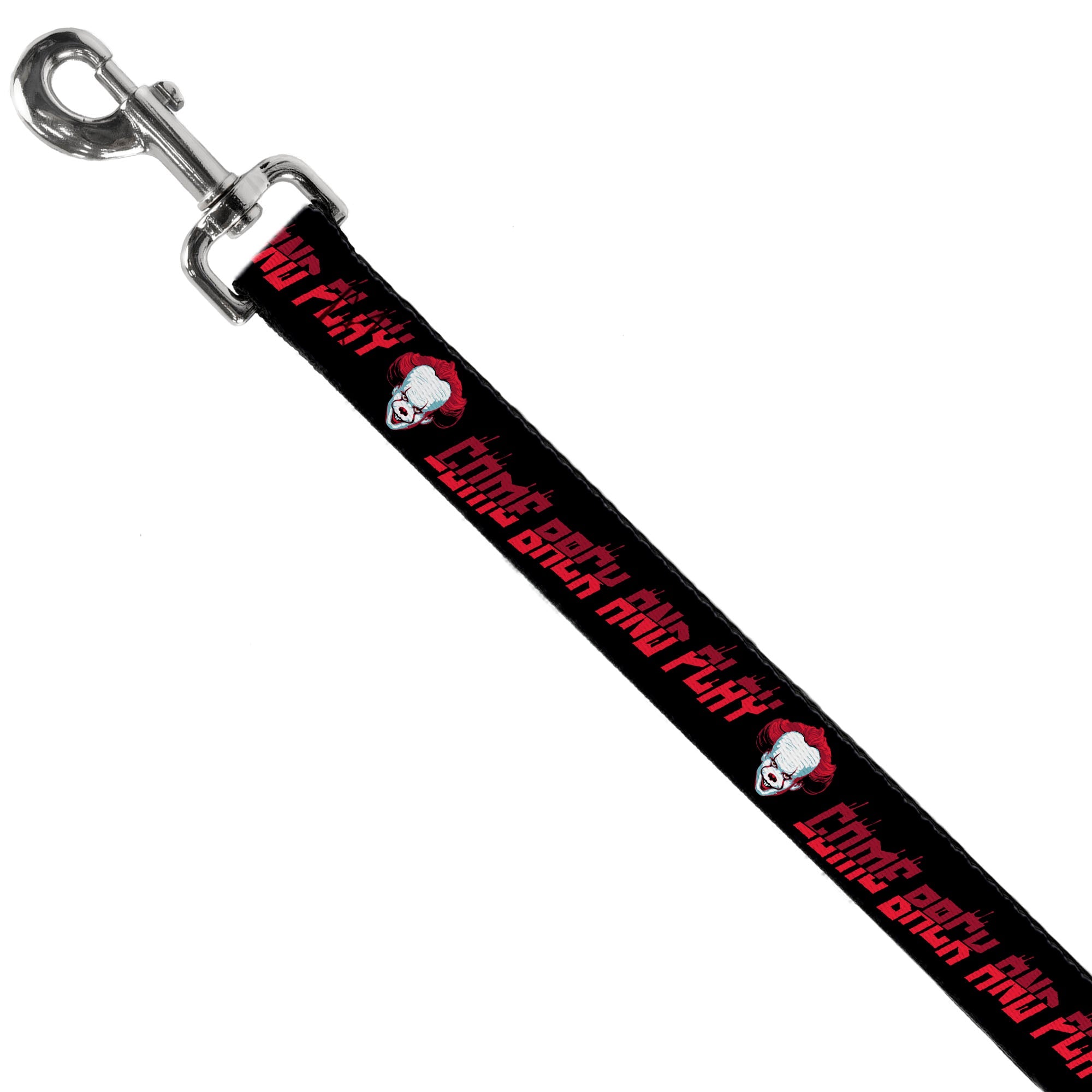 Dog Leash - It Chapter Two Pennywise Face COME BACK AND PLAY Black/Reds