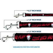 Dog Leash - It Chapter Two Pennywise Face COME BACK AND PLAY Black/Reds