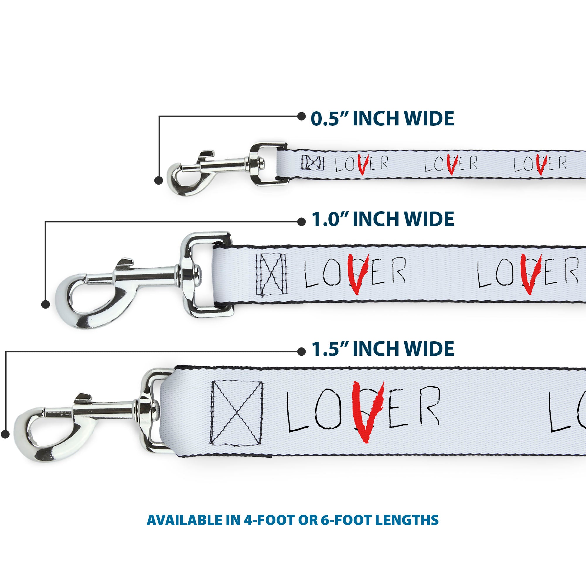 Dog Leash - It Chapter Two LOSER/LOVER White/Black/Red