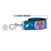Dog Leash - Invader Zim and GIR Poses and Planets Blue/White