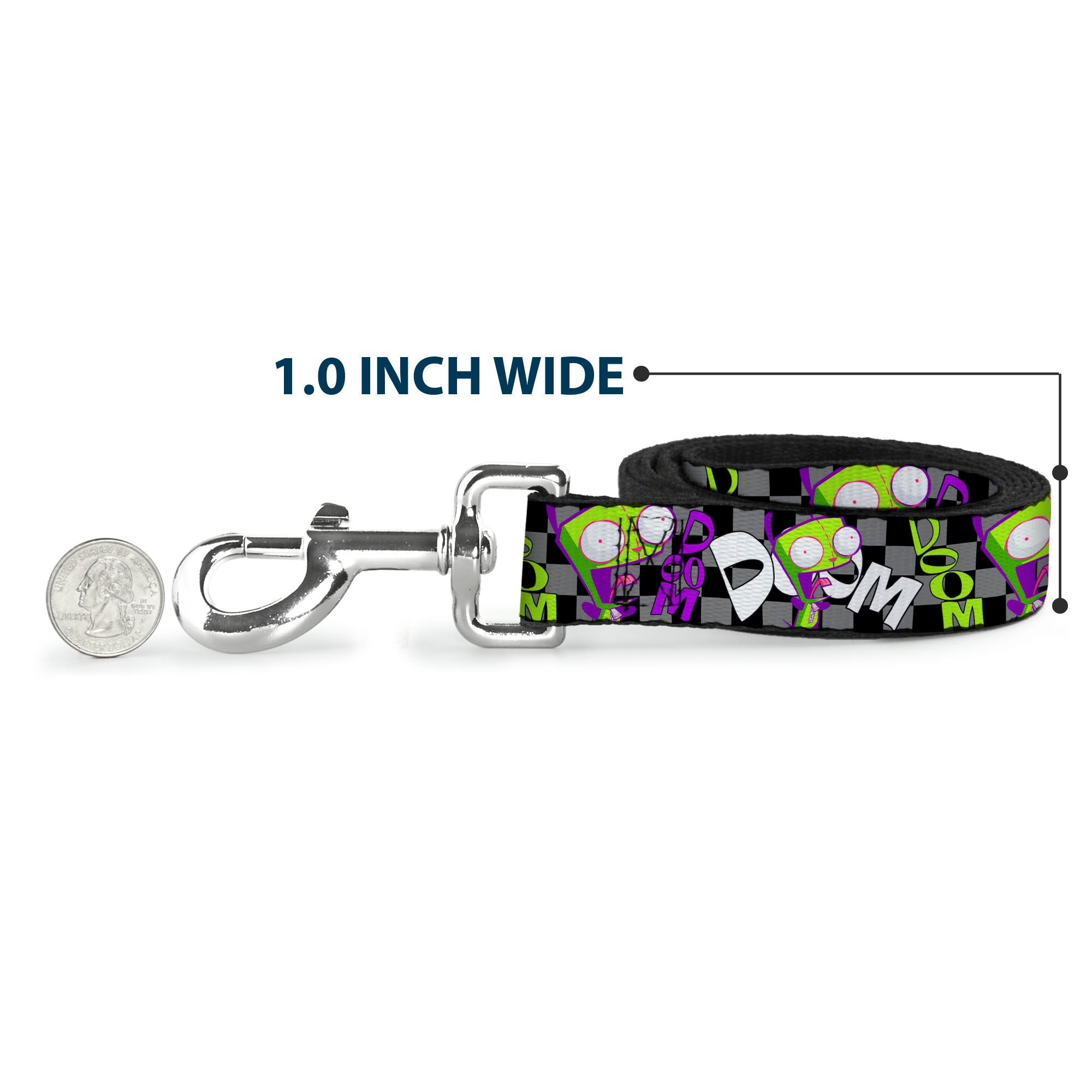 Dog Leash - Invader Zim GIR DOOM Pose Checker Black/Gray